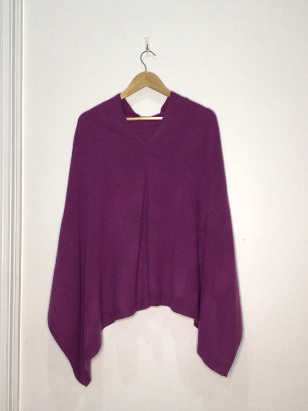 Women’s Plum Draped Poncho Sweater - Picture 2 of 9